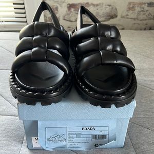 BNIB Prada Nappa Logo Lug Sandal-purchased from Saks last month and are lovely!